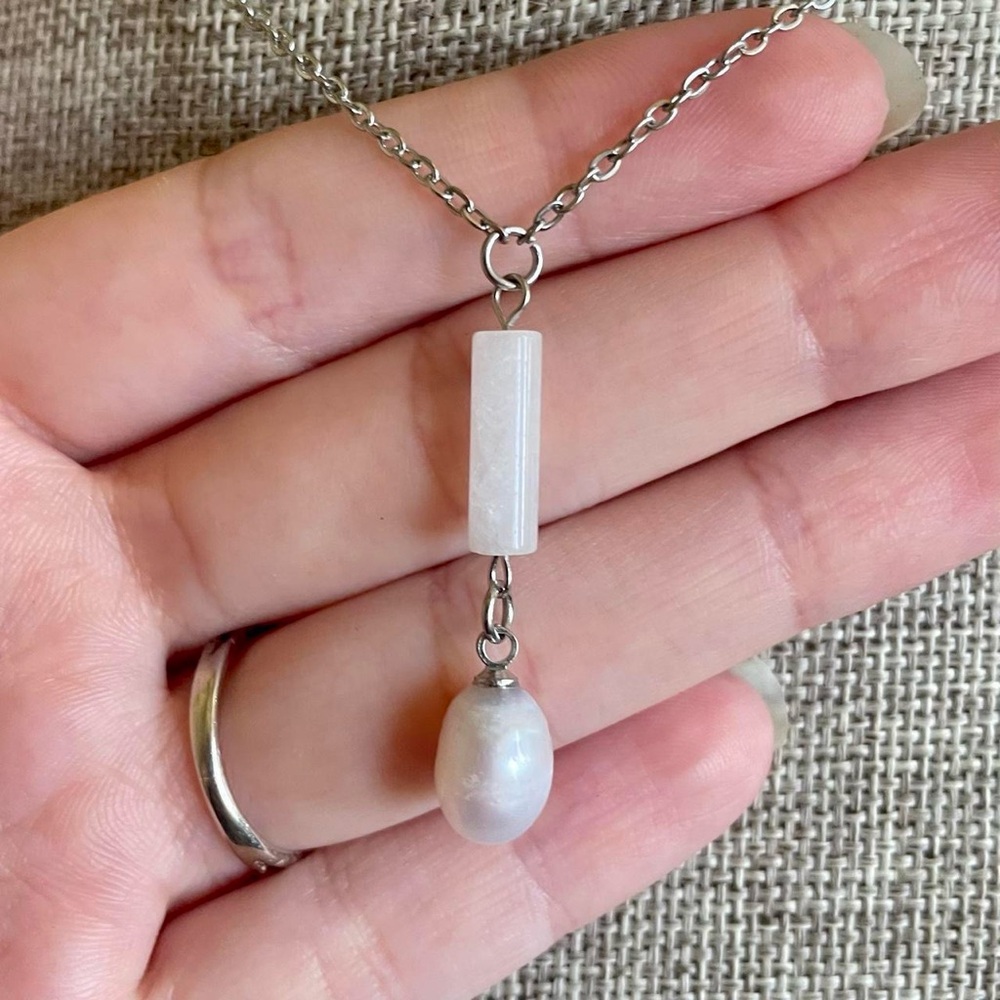 White Jade and Pearl Necklace